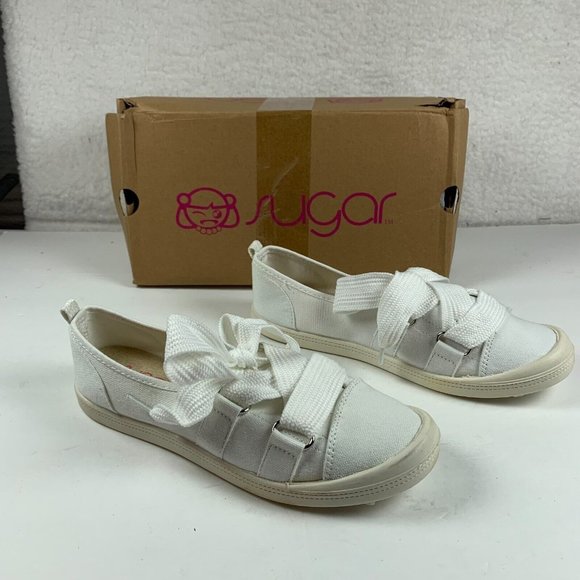 Sugar Get-It Women's Slip On Sneaker Shoes White Canvas US Size 7 M Nib S0384‎ - Picture 1 of 9